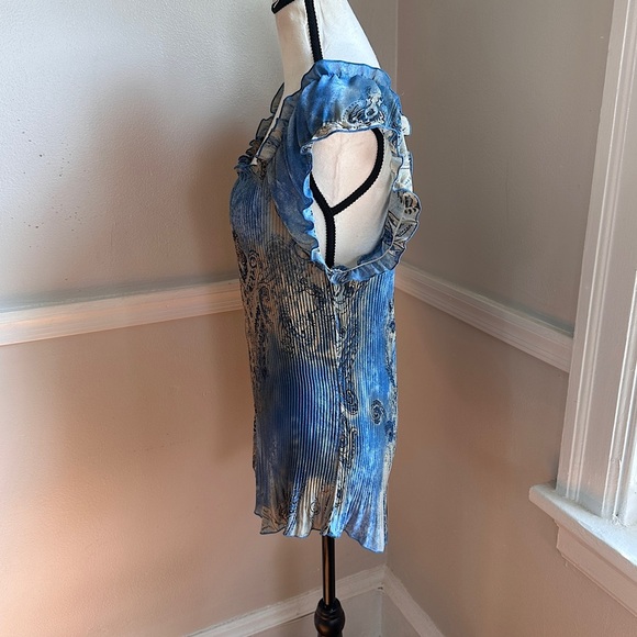 Vintage Piano Micro Pleated Ruffle Blouse Y2K Whimsigoth Art To Wear Fairy - Picture 7 of 17